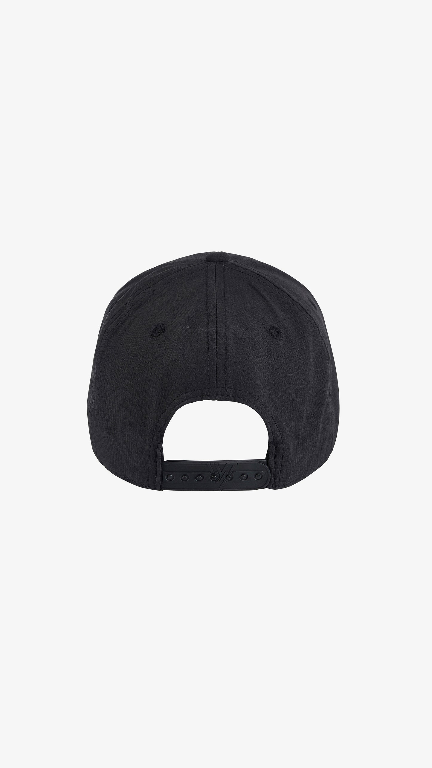 Black Galea Cap, back view, snapback closure