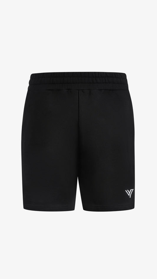 Black Primus Jog Short, front view, oversized cotton jog short
