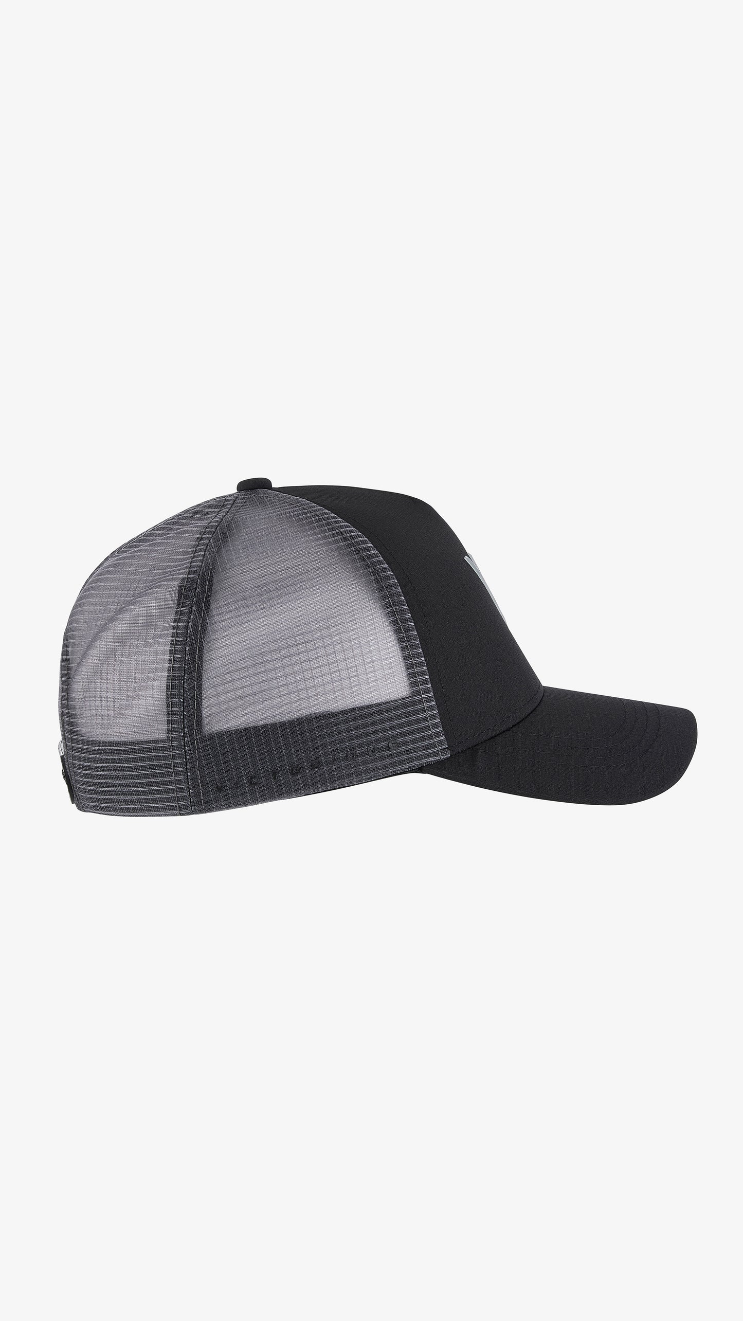 Black/Grey Parma Trucker, right side view, grey mesh side panel