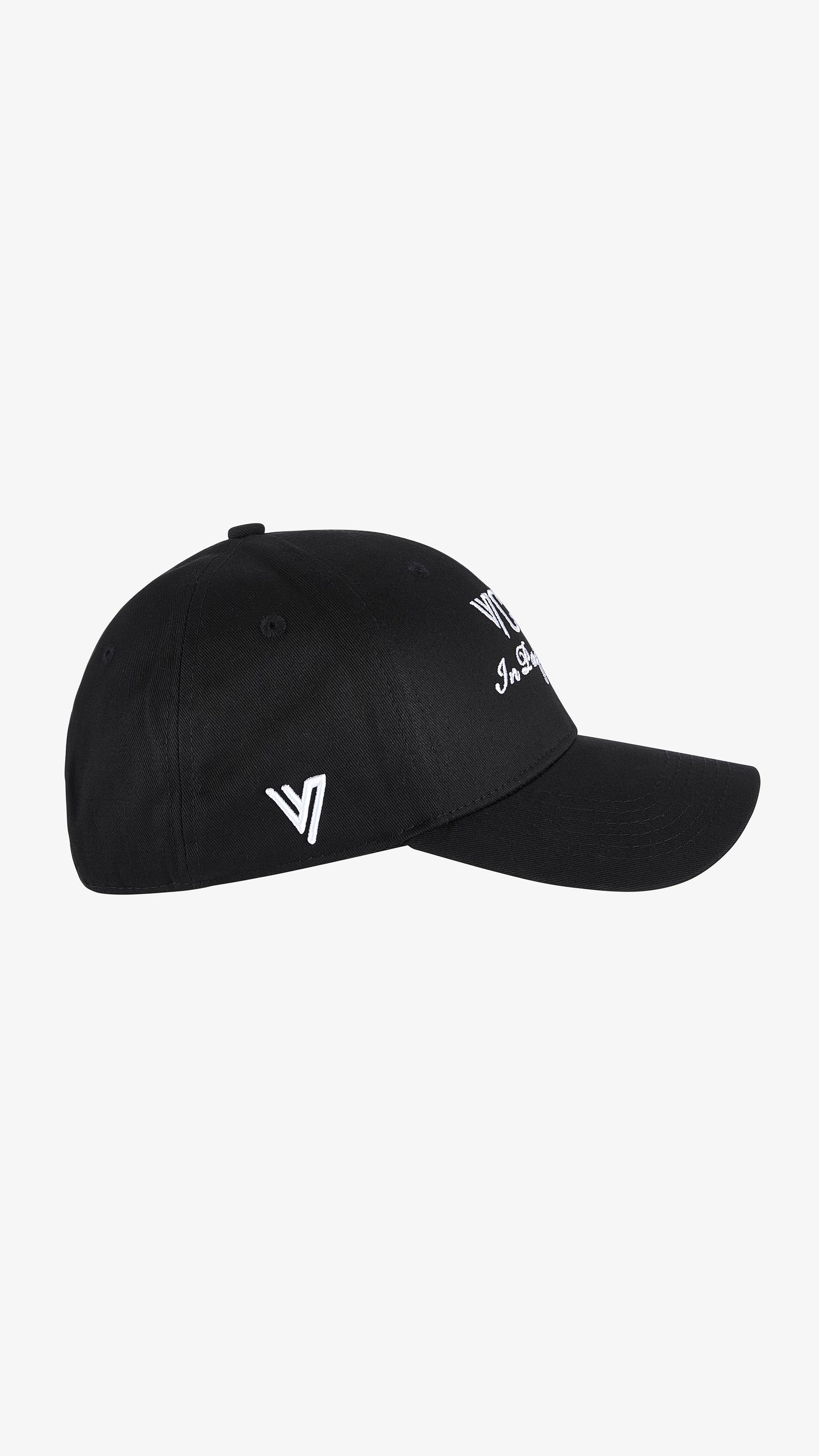 Black Lanista Cap, right side view, structured six-panel crown