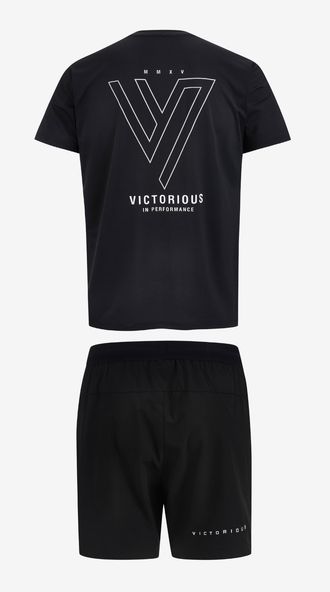 Black Ludus Training Tee & Short Set, tee and short laid flat