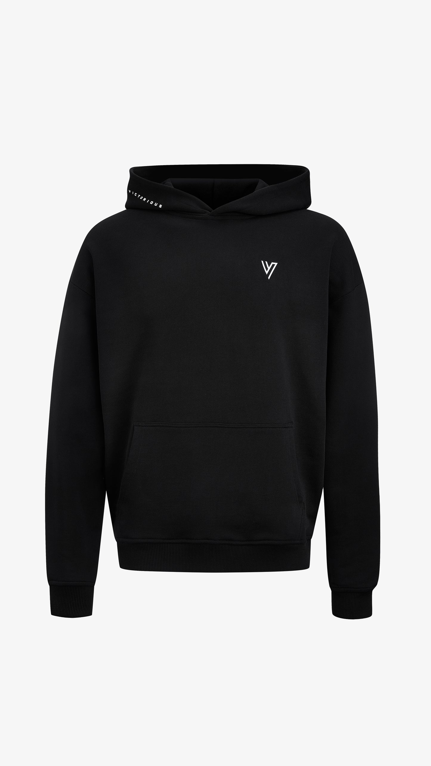 Black Primus Hoodie, front view, oversized cotton hoodie