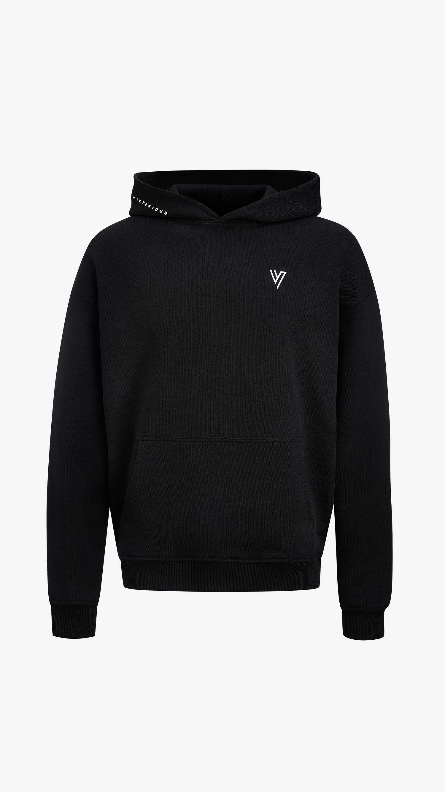 Black Primus Hoodie, front view, oversized cotton hoodie