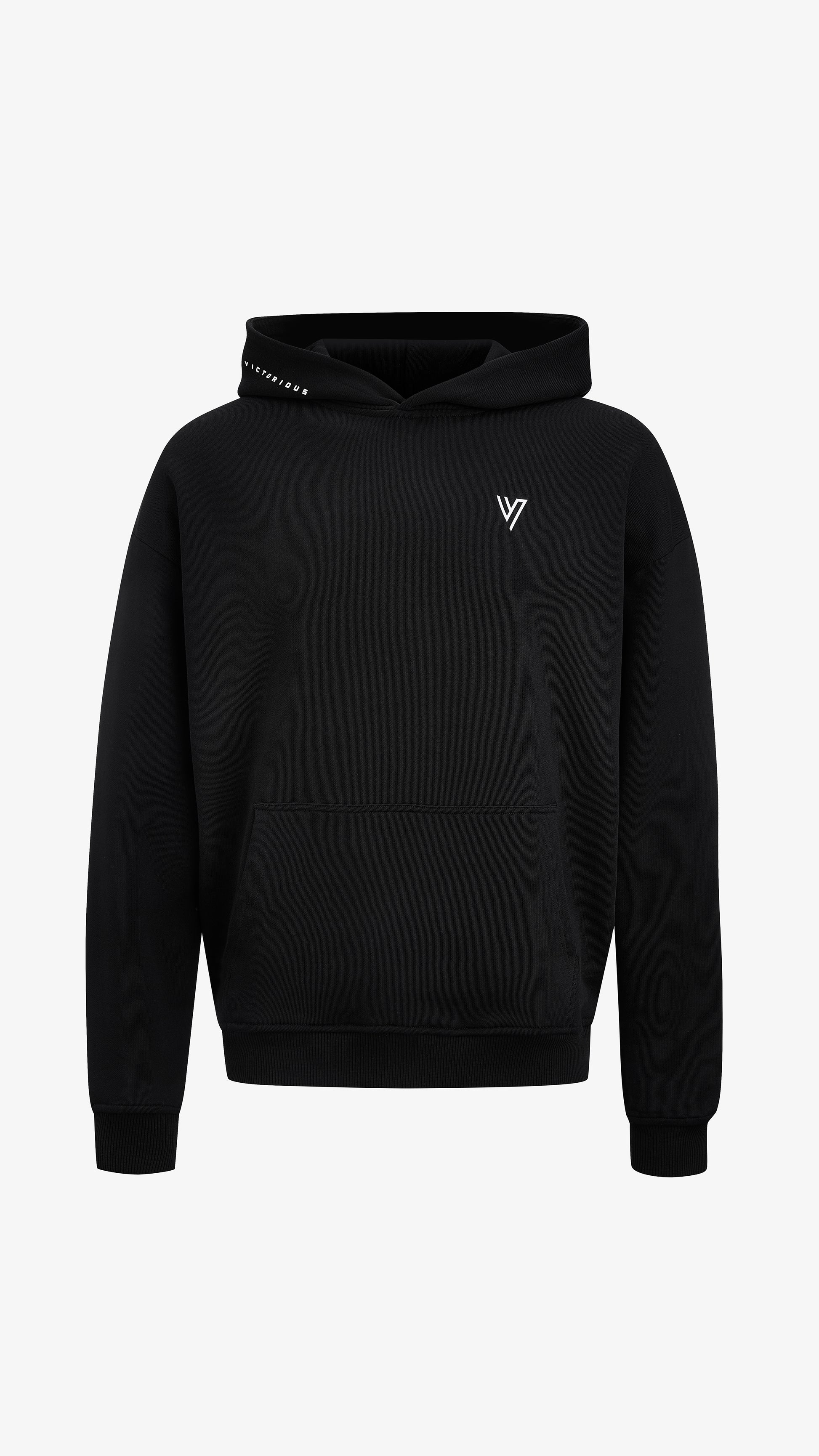 Black Primus Hoodie, front view, oversized cotton hoodie