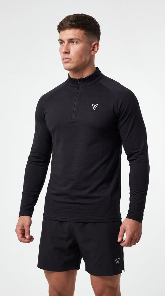 Model wearing the Black Tiro Training Top & Short Set