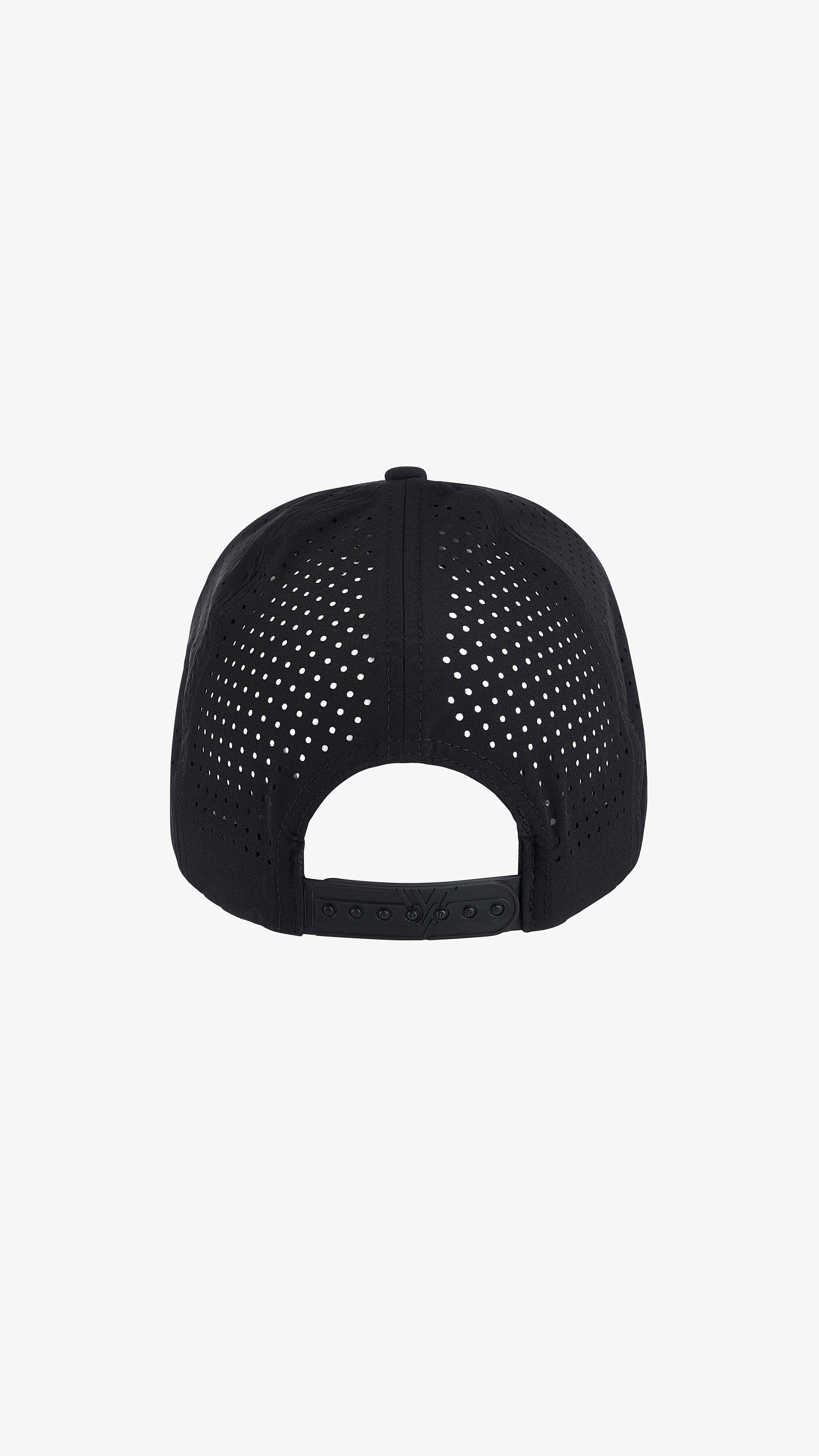 Black Triden Cap, back view, snapback closure