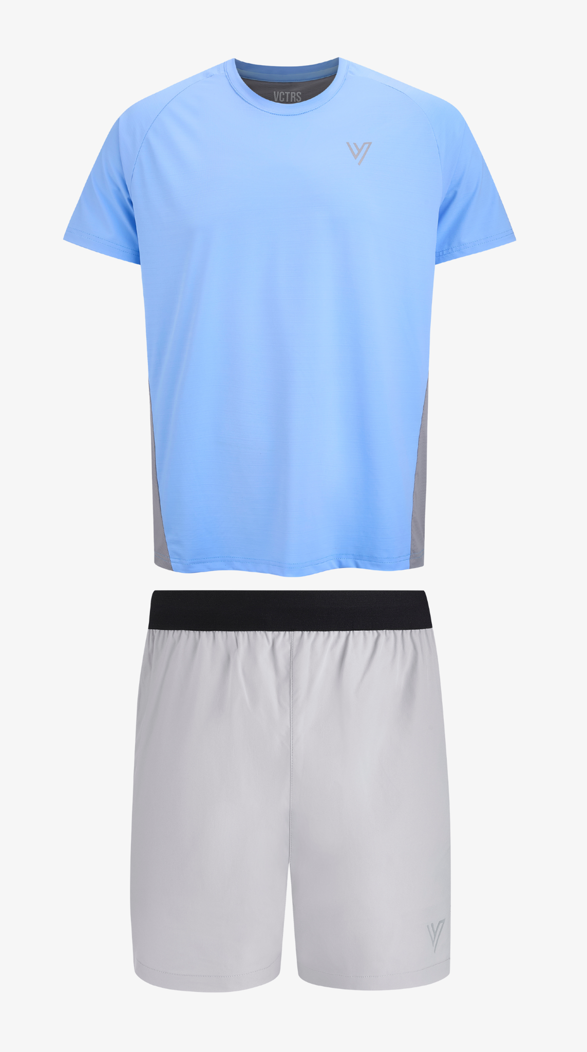 Blue/Grey Training Tee & Short Set, tee and short laid flat