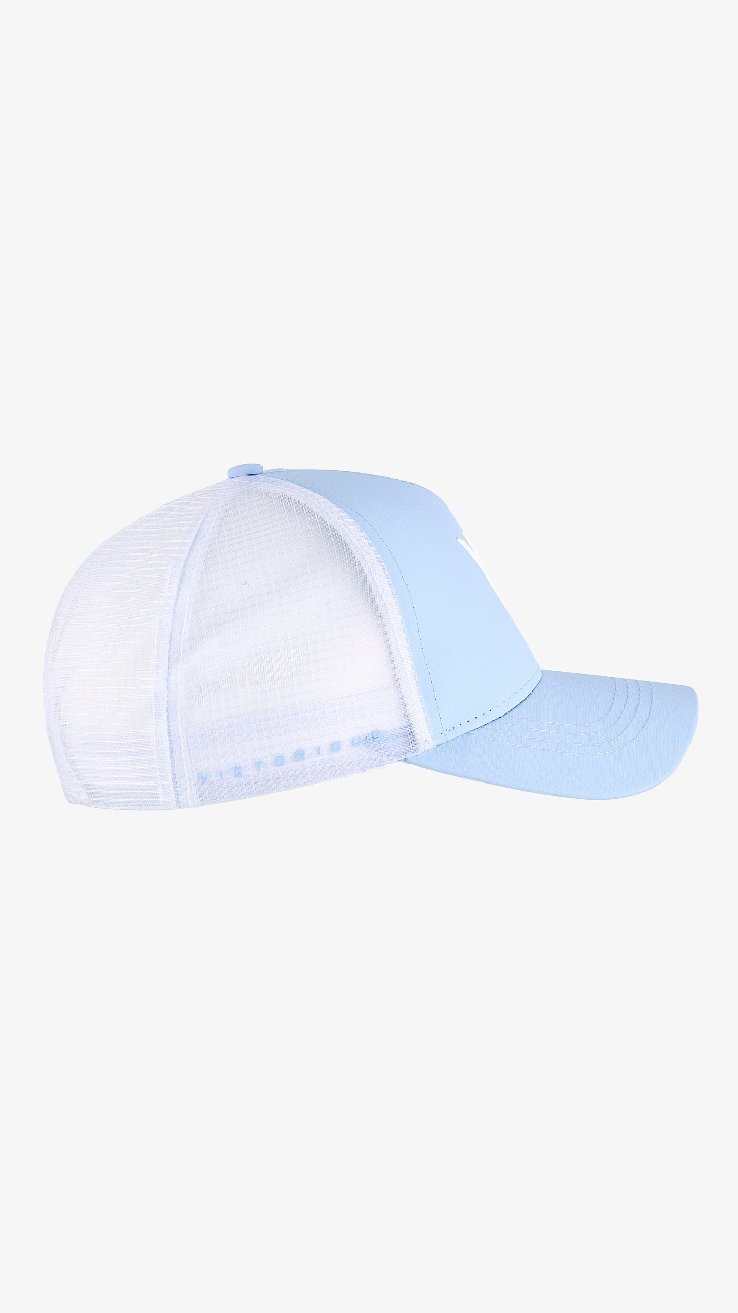 Blue/White Parma Trucker, right side view, white mesh side panel
