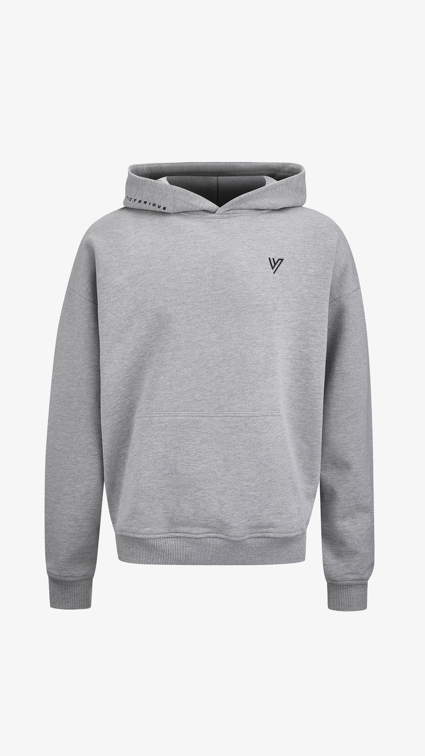 Grey Primus Hoodie, front view, oversized cotton hoodie