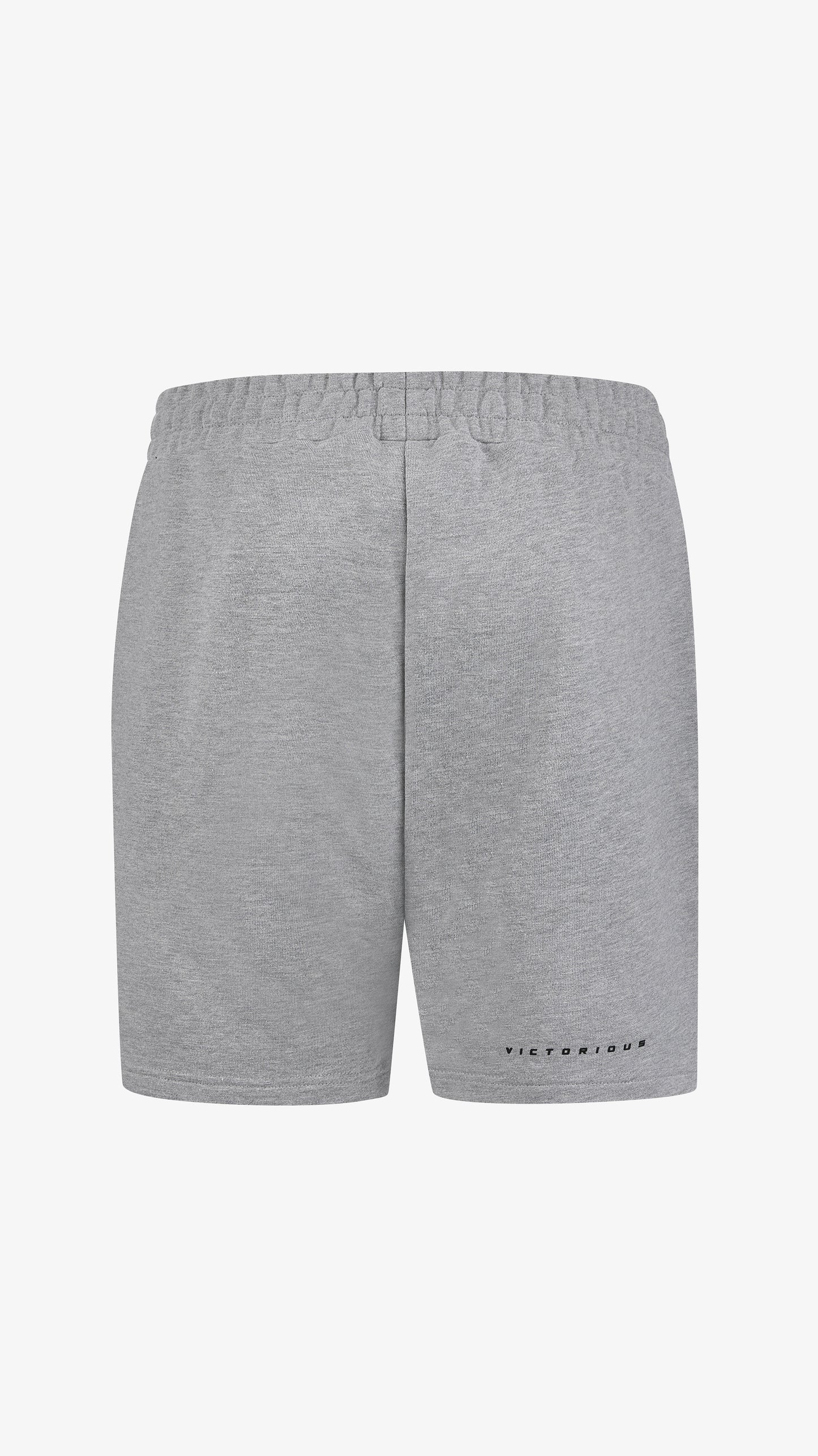 Grey Primus Jog Short, back view, Victorious print detail
