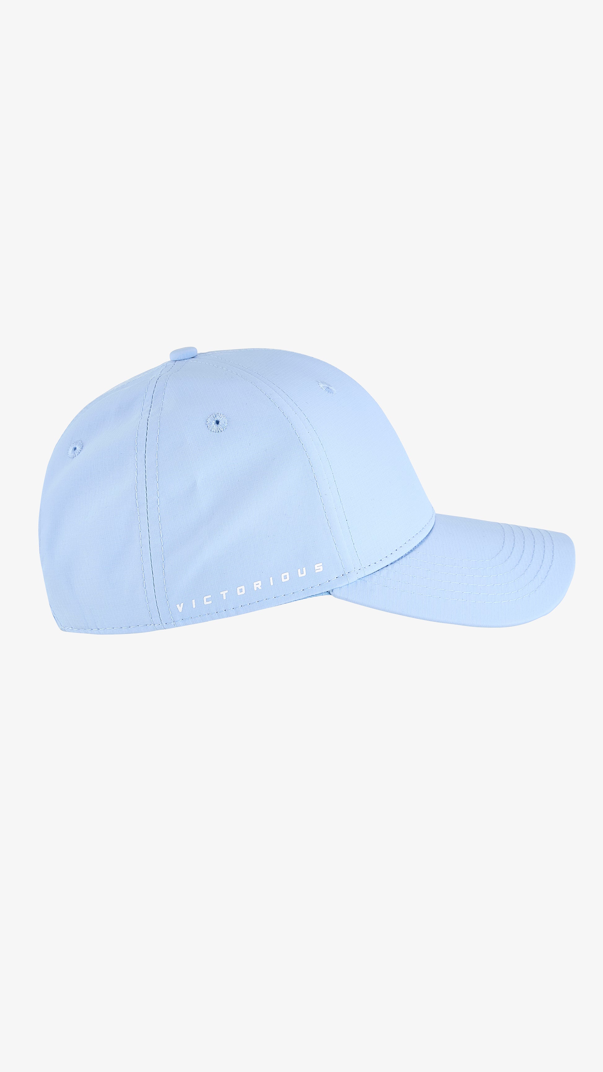 Light Blue Galea Cap, right side view, solid crown and pre-curved brim