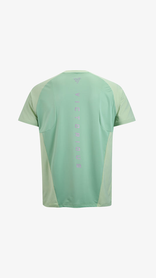 Mint Editor Training Tee, back view, reflective VICTORIOUS print